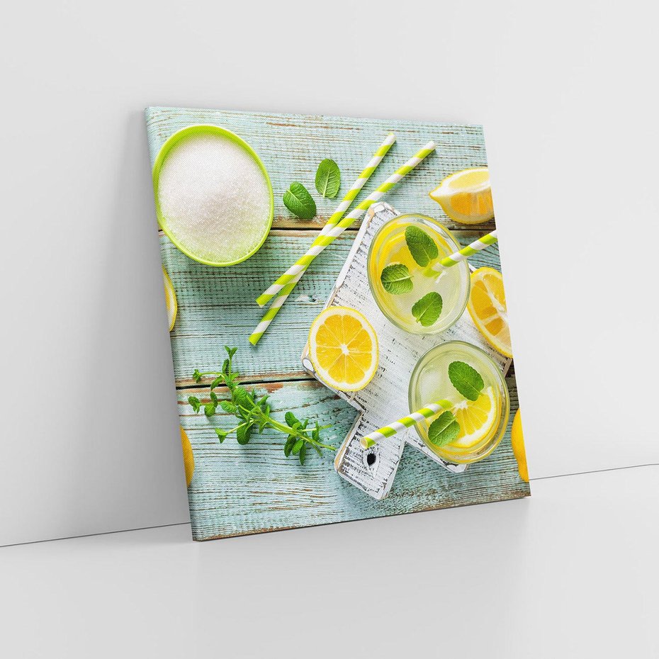Obraz na płótnie 40x40 - Cytrynowe Orzeźwienie - cytryny, lemoniada