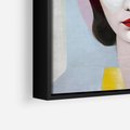 Obraz w ramie 50x50 - Kolorowe Granice Form - abstrakcyjny obraz olejny, portret twarzy kobiety - rama czarna