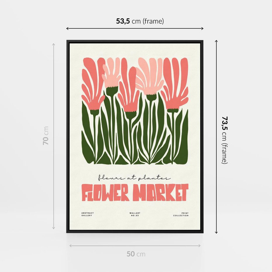 Obraz w ramie 50x70 - Symfonia Kolorowych Kształtów - nowoczesna grafika, kwiatowa kompozycja - rama czarna