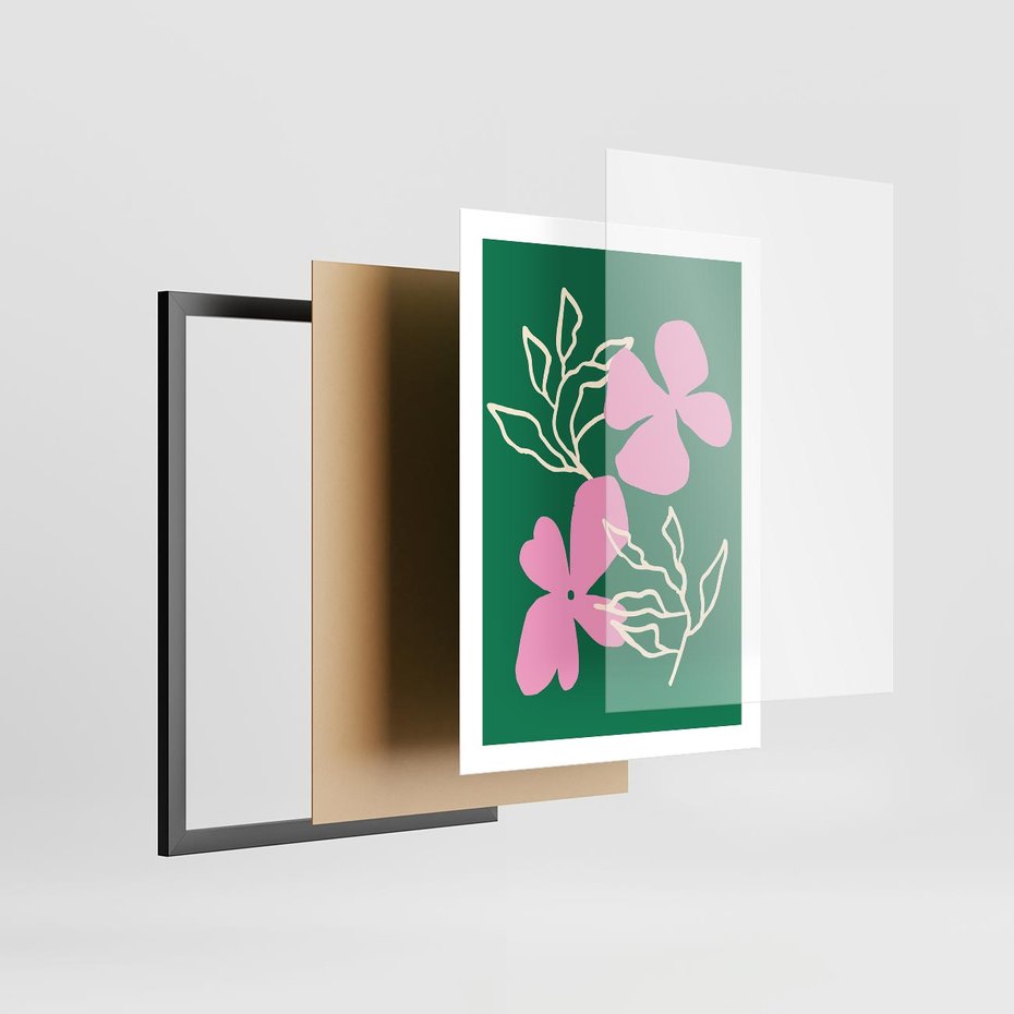 Plakat w ramie 50x70 - Wewnętrzne Fale - abstrakcyjny plakat, boho styl - rama czarna