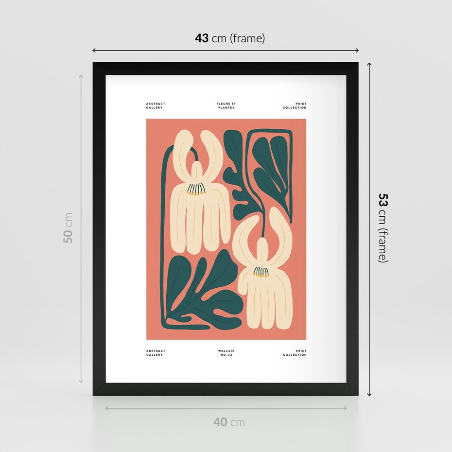 Plakat w ramie 40x50 - Migotliwe Echa - kwiaty, nowoczesna abstrakcja - rama czarna