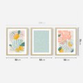 Zestaw obrazy w ramie 50x70 galeria - Monstera, liście, pastelowe, nowoczesne - rama drewno