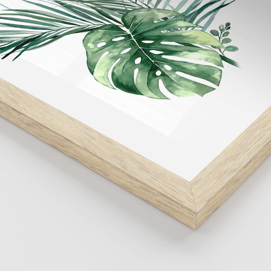 Plakat w ramie 30x40 - Przyjemność Złotej Natury - złote, liście - rama drewno