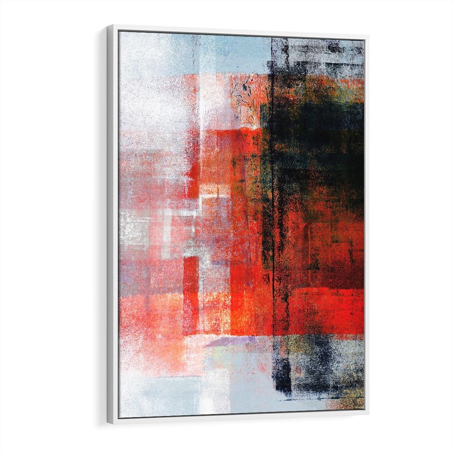 Obraz w ramie 70x100 - Burza Emocji - wyrazista abstrakcyjna sztuka, dramatyzm - rama biała