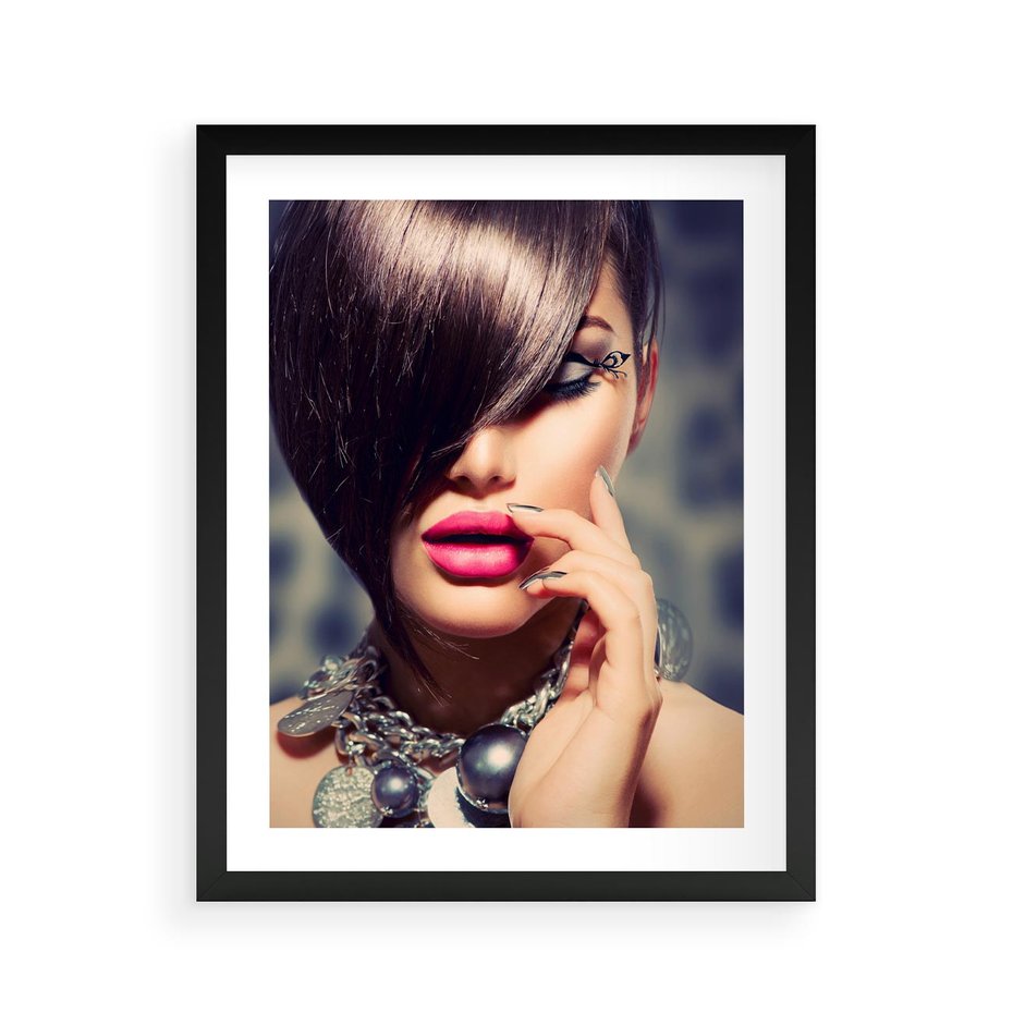 Plakat w ramie 40x50 - Kobiecy urok w makijażu i fryzurze - makijaż, fryzura - rama czarna