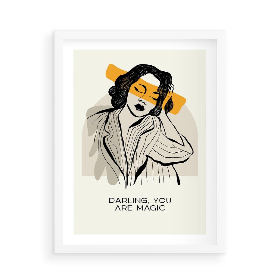 Plakat w ramie 50x70 - Sztuka Kobiecej Osobowości - nowoczesna grafika, kobieta - rama biała