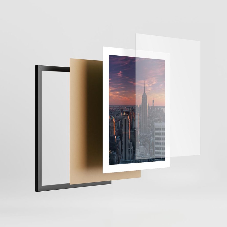 Plakat w ramie 30x40 - Nowy Jork - Błyskawice Manhattanu - Nowy Jork, Manhattan - rama czarna