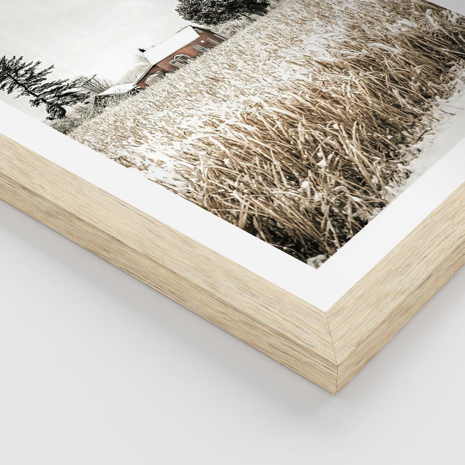 Plakat w ramie 50x70 - Idylliczna Zima - zima, krajobraz zimowy - rama drewno