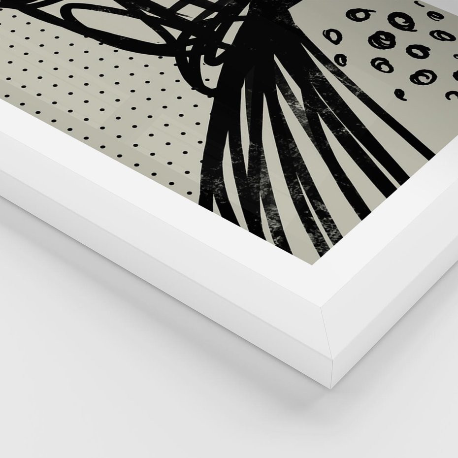 Plakat w ramie 30x40 - Złudne Kontemplacje - abstrakcyjna mroczna kompozycja, nieregularne - rama biała