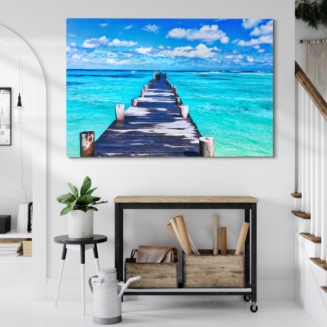 Obraz na płótnie 100x70 - Molo na Plaży Morza - molo, plaża