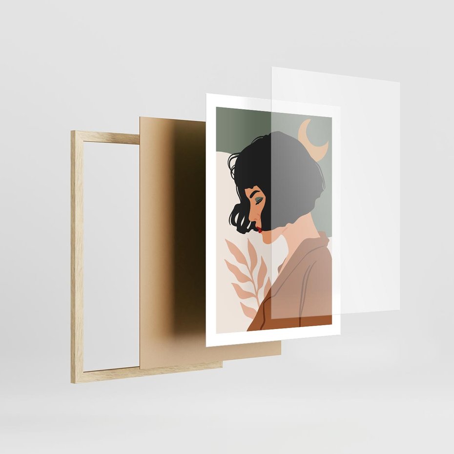 Plakat w ramie 50x70 - Kobieca Pasja - nowoczesny plakat, styl retro - rama drewno