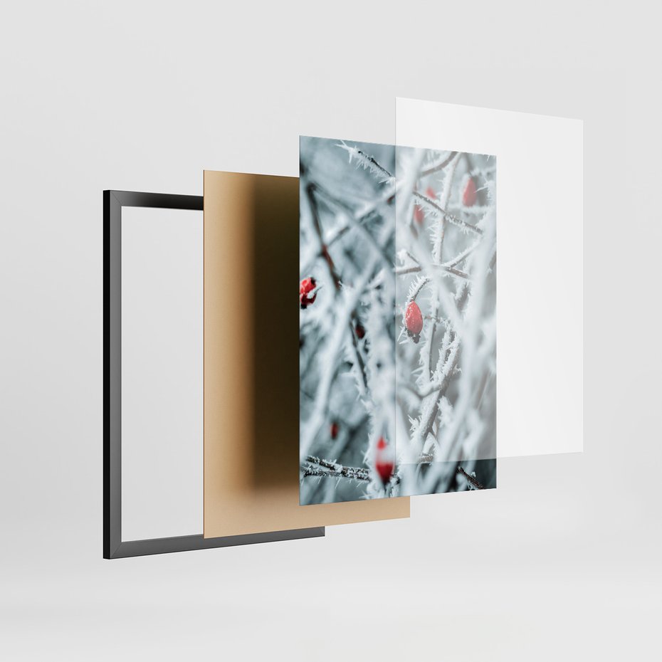 Zestaw obrazy w ramie 30x40 galeria - Zimowa, scenerai, domek, śnieg - rama czarna