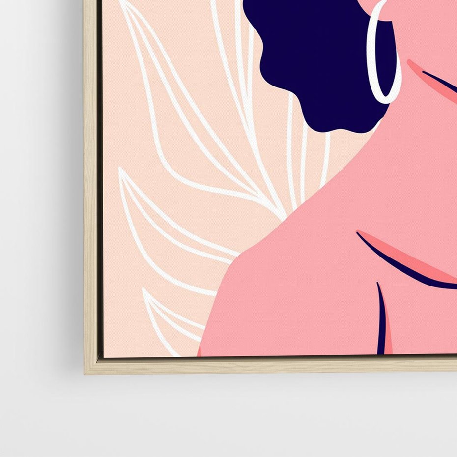 Obraz w ramie 80x80 - Kobiecy Kształt Świata - nowoczesny plakat, styl retro - rama drewno