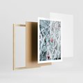 Plakat w ramie 50x70 - Zima na Gałęziach - zima, oszronione gałęzie - rama drewno