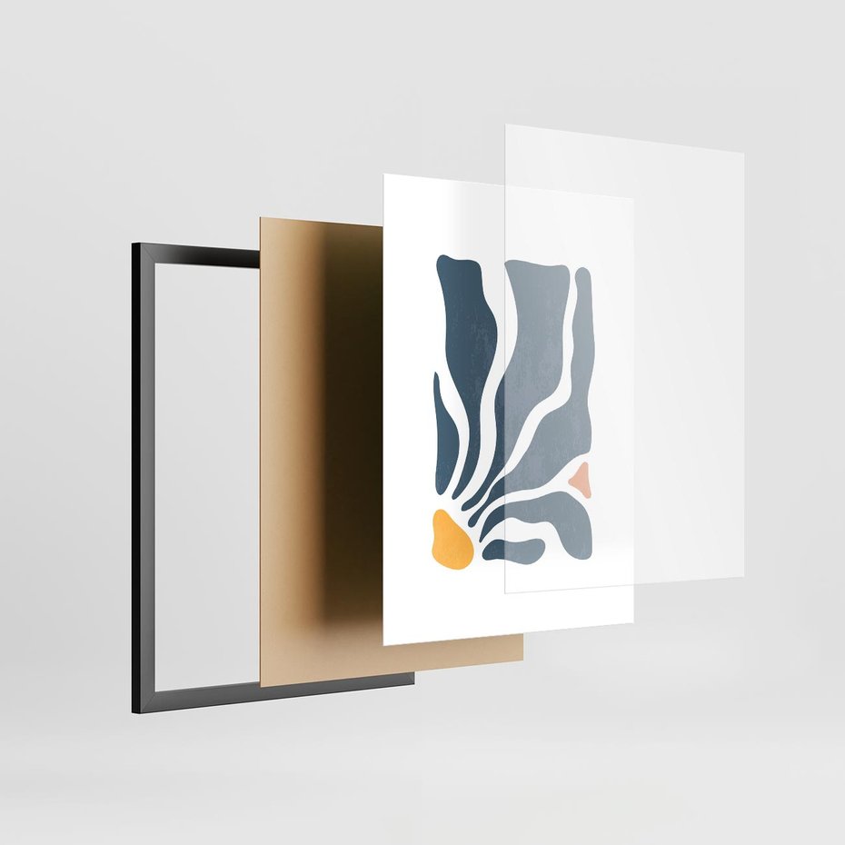 Plakat w ramie 50x70 - Szkice Kwiatowych Promieni - nowoczesna kwiatowa grafika, styl retro - rama czarna