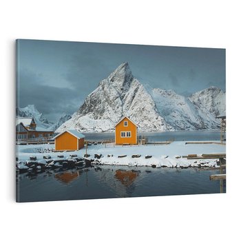 Obraz na płótnie 120x80 - Minimalizm i Urok Natury - skandynawskie, domki