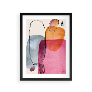 Plakat w ramie 30x40 - Kolorowe Pastelowe Spektrum - kolorowe pastelowe plamy, rozmyte żywe kolory - rama czarna