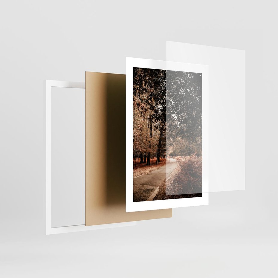 Plakat w ramie 30x40 - Magia Jesieni: Pejzaż Parku w Odcieniach Żółci - jesień, park - rama biała