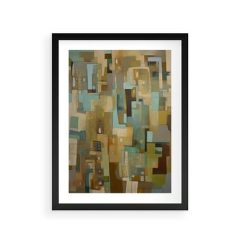 Plakat w ramie 40x50 - Kolorowe Wyobrażenia - abstrakcyjny obraz, mnogość kolorów - rama czarna