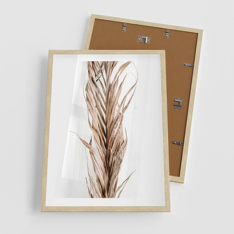 Plakat w ramie 50x70 - Minimalizm Palmowy: Sucha Uroda - sucha palma, minimalizm - rama drewno
