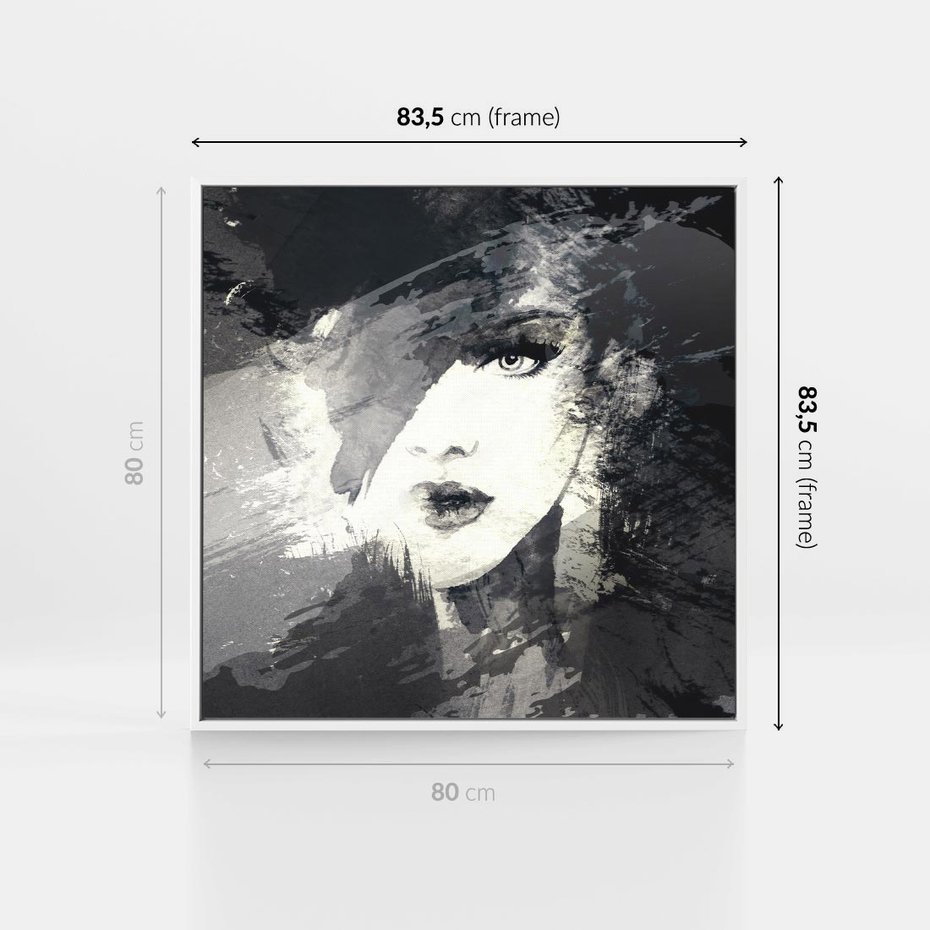 Obraz w ramie 80x80 - Abstrakcyjna wizja kobiety - abstrakcja, kobieta - rama biała