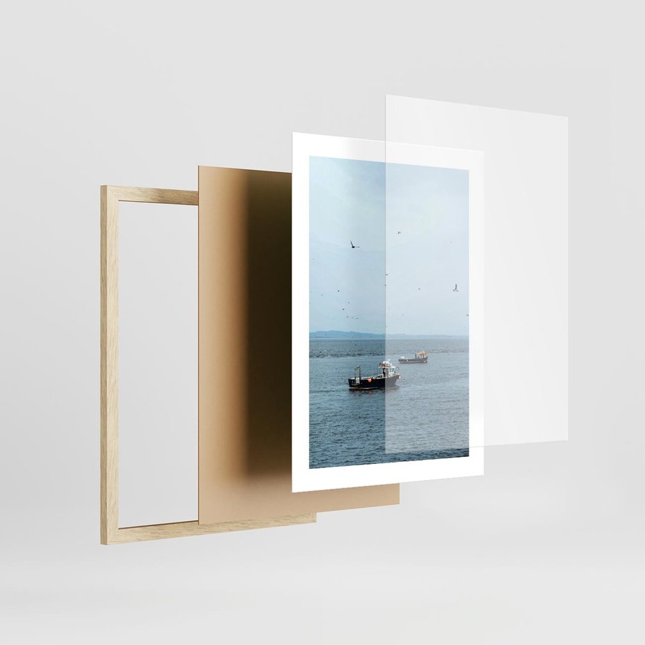 Plakat w ramie 30x40 - Rybacki Urok - morze, kutry rybackie - rama drewno