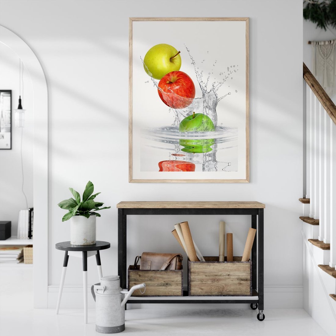 Plakat w ramie 50x70 - Jabłkowa Fantazja - owoce, jabłka - rama drewno