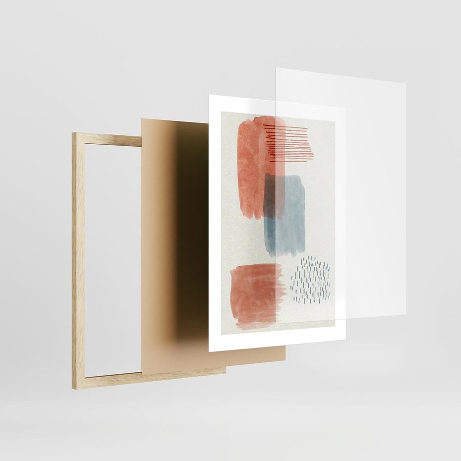 Plakat w ramie 30x40 - Pastelowa Abstrakcja: Maźnięcia Farbą - abstrakcja, maźnięcia farny - rama drewno