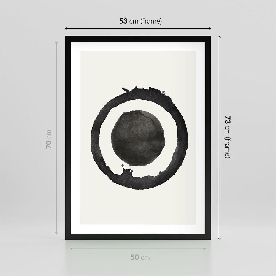 Plakat w ramie 50x70 - Harmonijne Emocje - abstrakcyjne plamy okręgi, akwarelowe - rama czarna