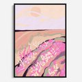 Obraz w ramie 70x100 - Harmonijny Świt - pastelowy krajobraz, nowoczesny plakat - rama czarna