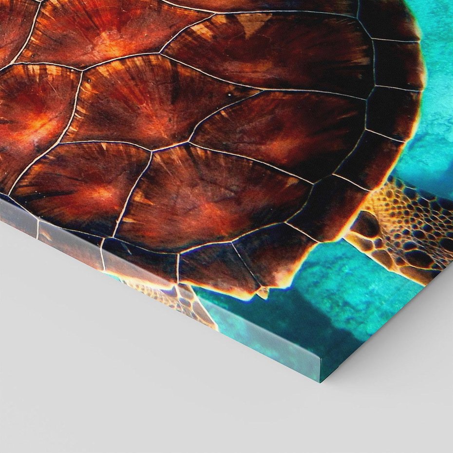 Obraz na płótnie 50x70 - Morze, fale i skały - żółw, morze