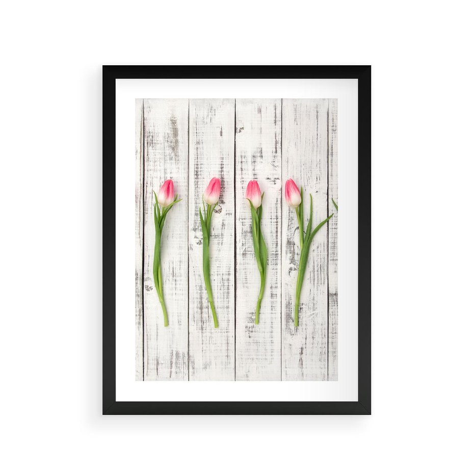 Plakat w ramie 30x40 - Kwintesencja Piękna - kwiaty, tulipany - rama czarna