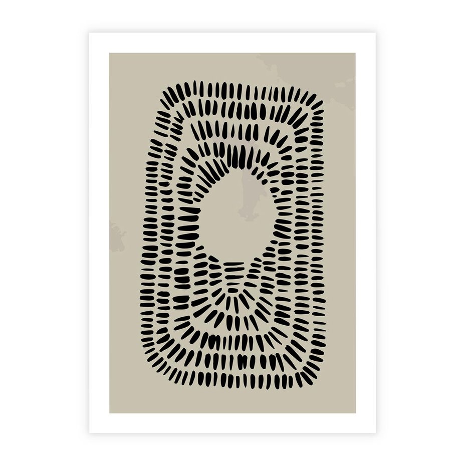 Plakat bez ramy 30x40 - Zaklęte Wnętrza - boho plakat, czarne kropki kreski