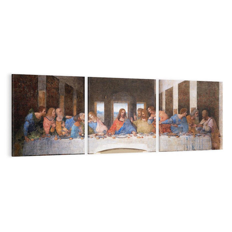 Obraz na płótnie 150x50 - "Ostatnia Wieczerza" (1495-1498) Leonardo da Vinci - Reprodukcja - reprodukcja, obraz na płótnie