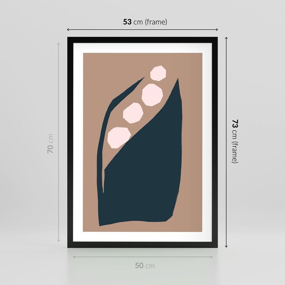 Plakat w ramie 50x70 - Wnętrza Boho Serca - abstrakcyjny obraz, plakat - rama czarna