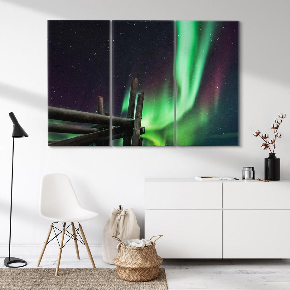Obraz na płótnie 120x80 - Zorza polarna w tajemniczej nocnej przestrzeni - zorza, polarna