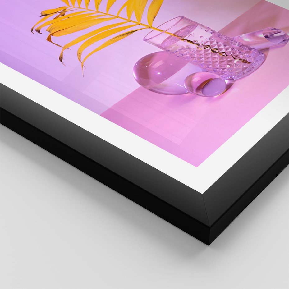 Plakat w ramie 50x70 - Minimalizm i Urok Natury - liście, pastele - rama czarna