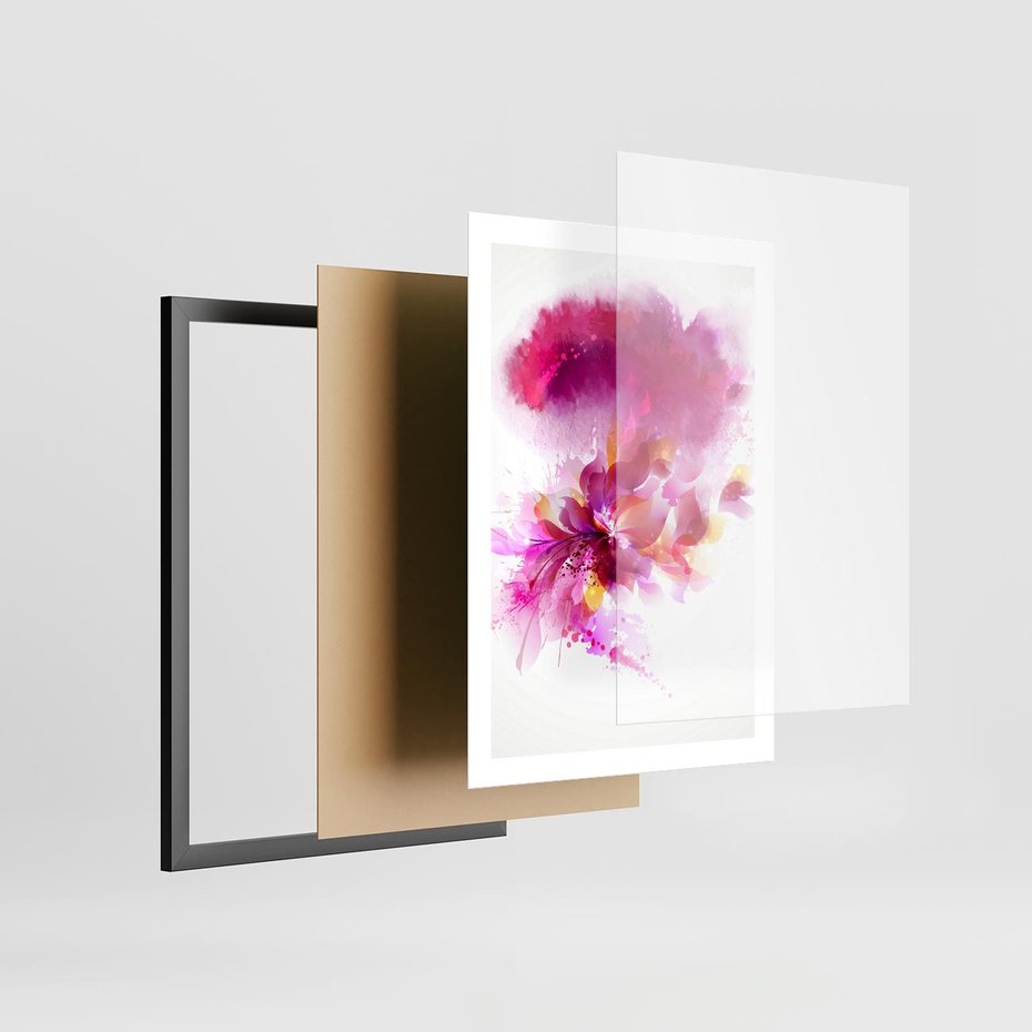 Plakat w ramie 50x70 - Kwiaty abstrakcji - abstrakcja, kwiaty - rama czarna