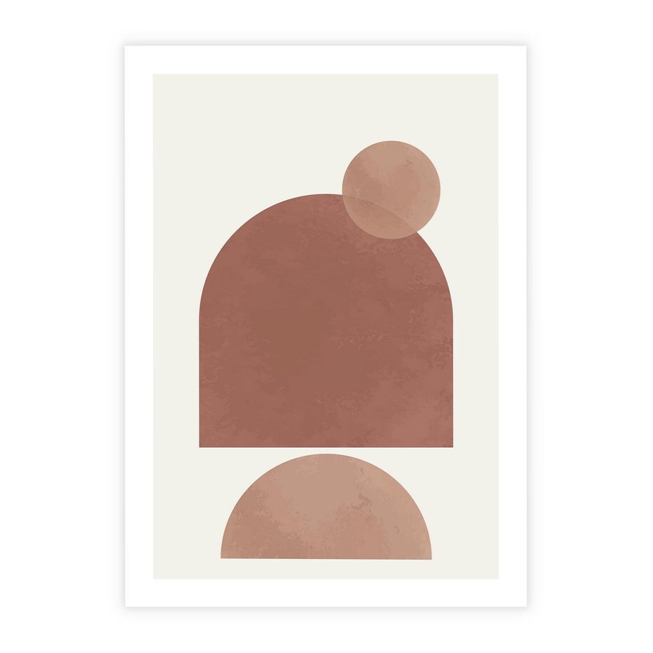 Plakat bez ramy 50x70 - Rozkwitające Odbicia - abstrakcyjne geometryczne kształty, odcienie brązu i beżu