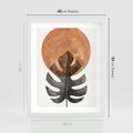 Plakat w ramie 40x50 - Natura a Sztuka - liść monstery, czarna grafika - rama biała