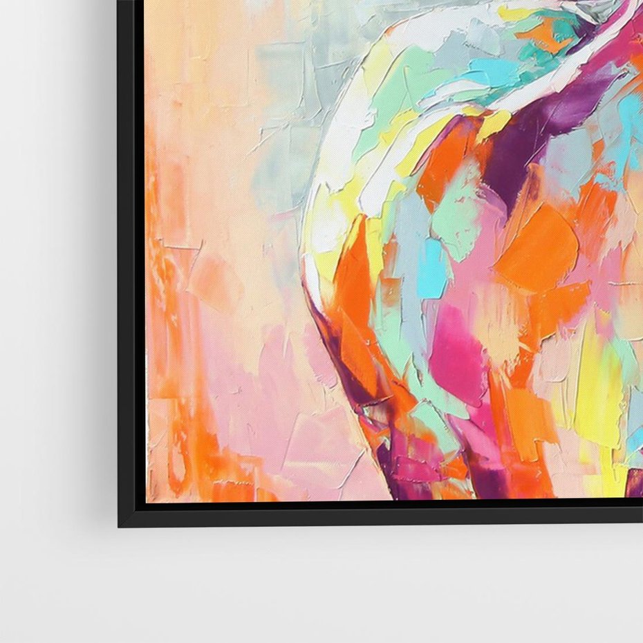 Obraz w ramie 70x50 - Impresje snów malarza - kolorowy olejny obraz, jeleń ryczący na rykowisku - rama czarna