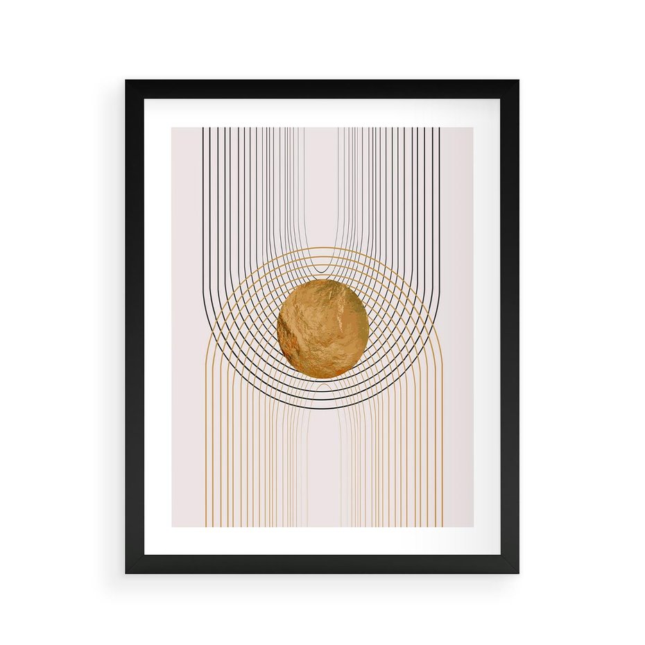 Plakat w ramie 40x50 - Złota Geometria - styl modern, złoto - rama czarna