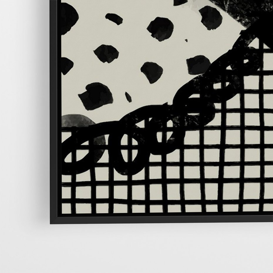 Obraz w ramie 70x100 - Nieznanie Zaskoczenia - bstrakcyjna mroczna kompozycja, nieregularne - rama czarna