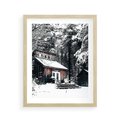 Plakat w ramie 40x50 - Zimowy Urok Drewnianego Domku - zima, drewniany domek - rama drewno