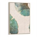 Obraz w ramie 80x120 - Złota Melodia Liści - złote, turkusowe liście miłorzębu - rama drewno