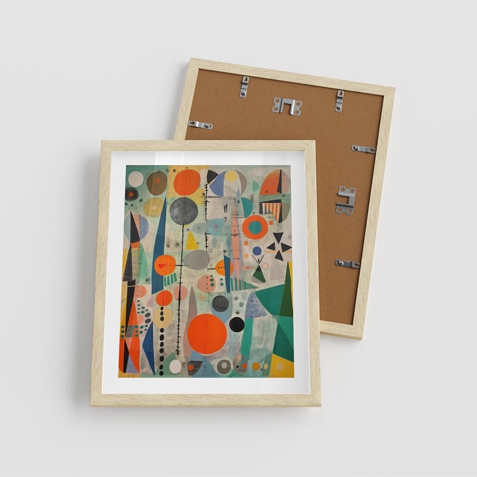 Plakat w ramie 40x50 - Wewnętrzne Zagadki Kształtów - abstrakcyjny obraz, sztuka abstrakcji - rama drewno