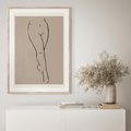 Plakat w ramie 30x40 - Intrygujące Szkice - mnimalistyczny akt kobiecy, beżowa tonacja - rama drewno