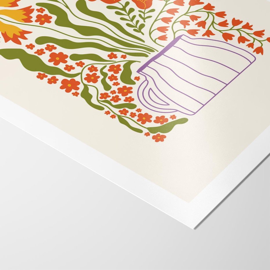 Plakat bez ramy 50x70 - Świeżość Kwiatów - kwiaty w wazonie, minimalistyczna kompozycja