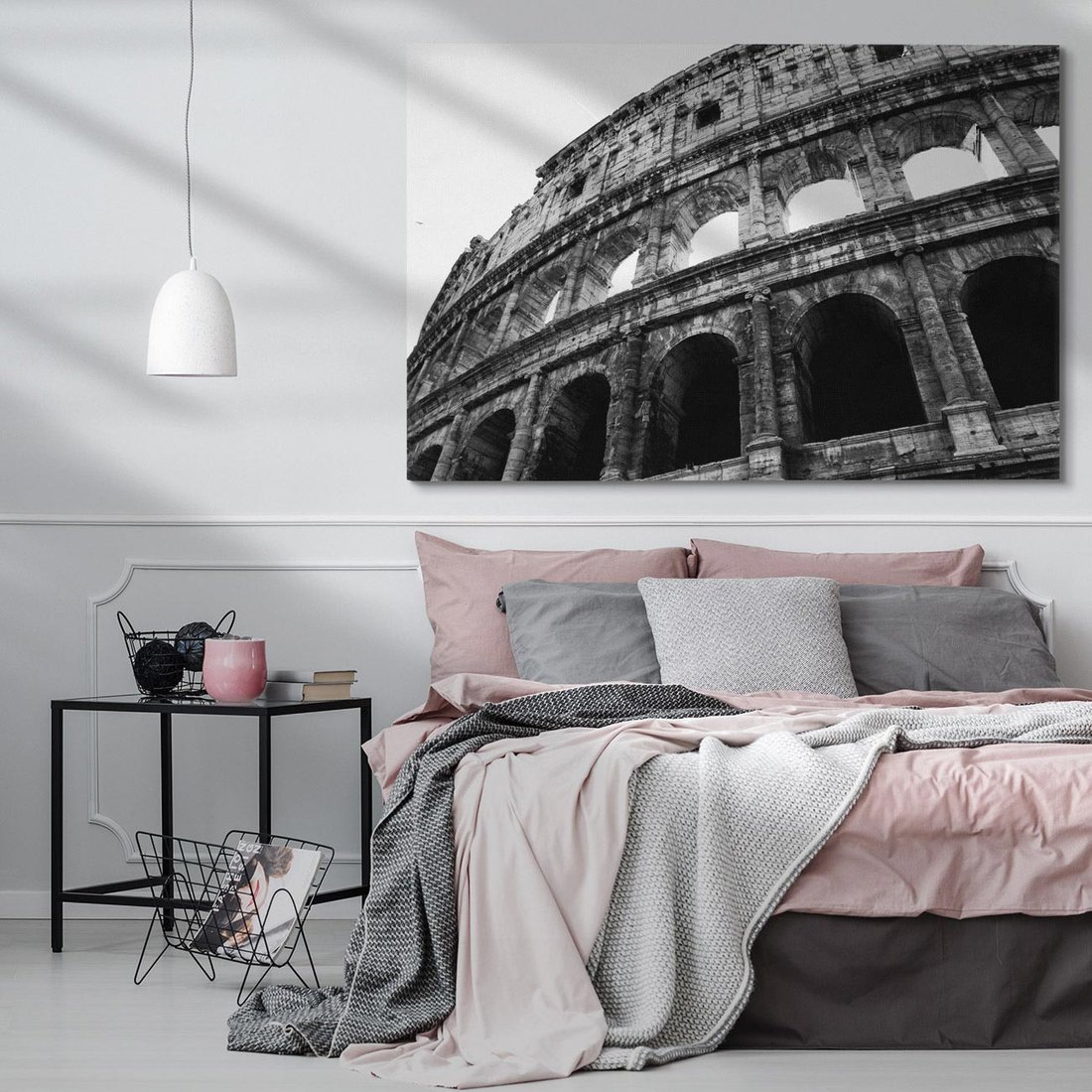 Obraz na płótnie 70x50 - Koloseum w Czarnej Bieli - antyczna architektura, koloseum