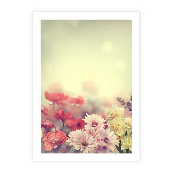Plakat bez ramy 30x40 - Delikatne kwiaty pastelowe - kwiaty, pastelowe